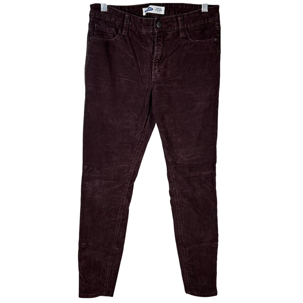 Old Navy Rockstar Super Skinny Corduroy Pants Women Size 8 Burgundy Mid Rise